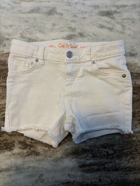 Cat & Jack Kids Girls White Denim Cutoff Shorts - Size S 6/6X